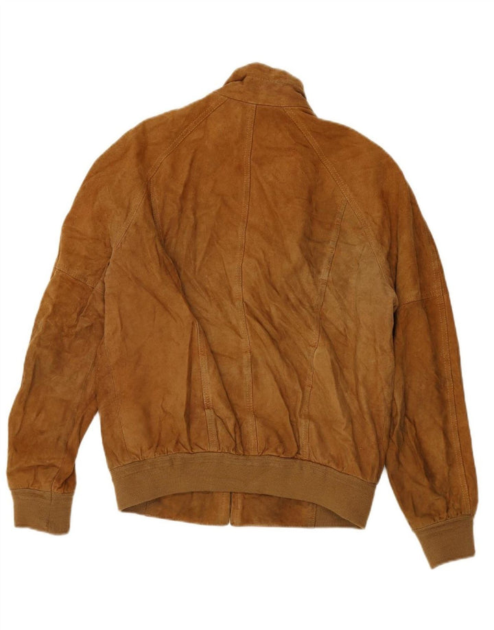 Jaqueta bomber masculina VINTAGE de camurça UK 36 pequena marrom