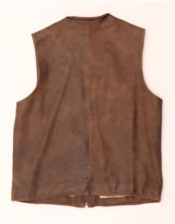 Colete de couro masculino vintage UK 42 XL couro marrom