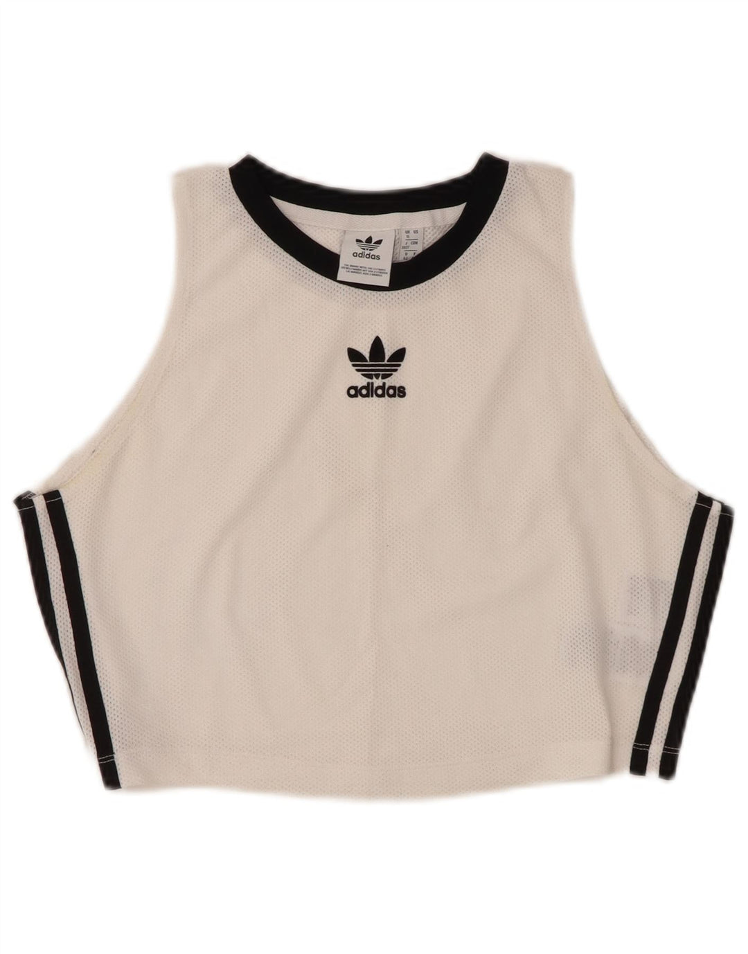 ADIDAS Womens Crop Vest Top UK 16 Grande Poliéster Branco