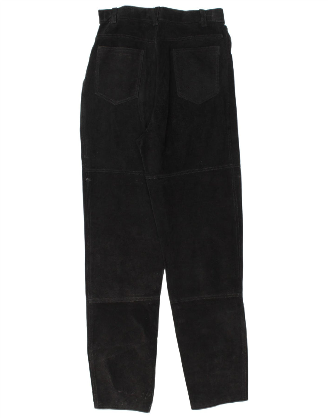 Calça feminina VINTAGE de camurça cônica W26 L30 preta