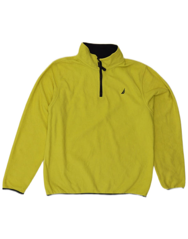 Suéter de lã feminino Nautica com zíper e gola UK 14/16 grande poliéster amarelo