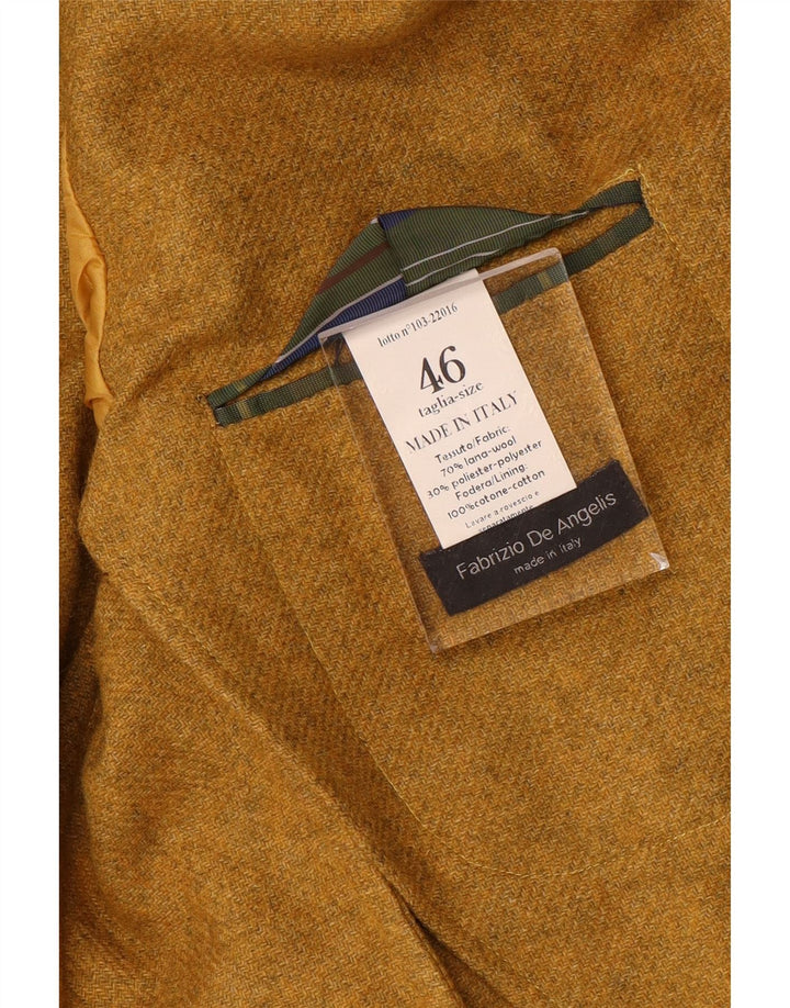 Jaqueta blazer masculina vintage com 3 botões IT 46 lã amarela pequena