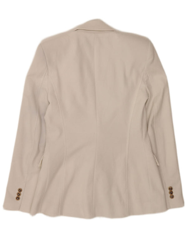 Jaqueta blazer feminina Zara com peito duplo UK 6 XS poliéster branco