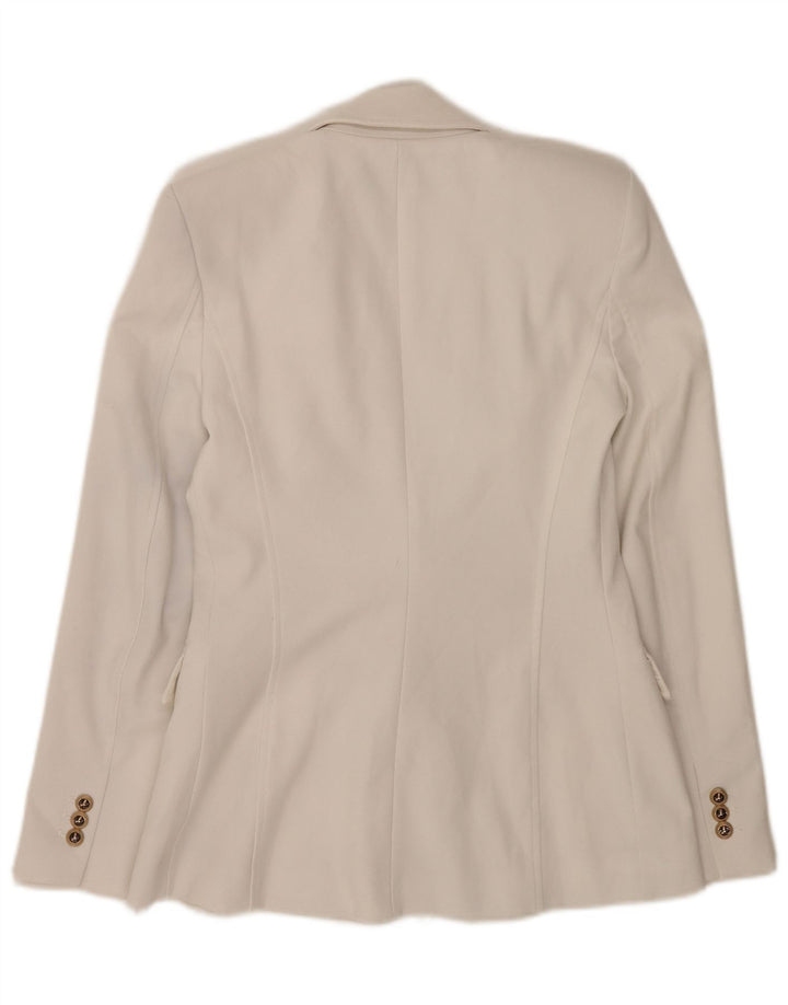 Jaqueta blazer feminina Zara com peito duplo UK 6 XS poliéster branco