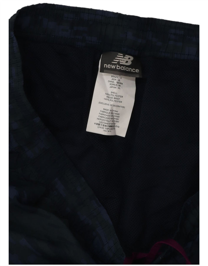 Shorts de natação masculino New Balance grande poliéster camuflado azul marinho