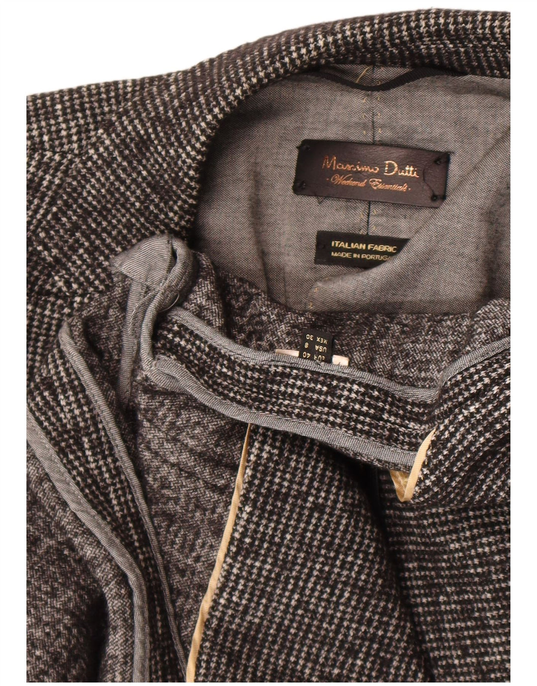 Jaqueta blazer feminina Massimo Dutti com 1 botão EU 40 cinza médio Houndstooth