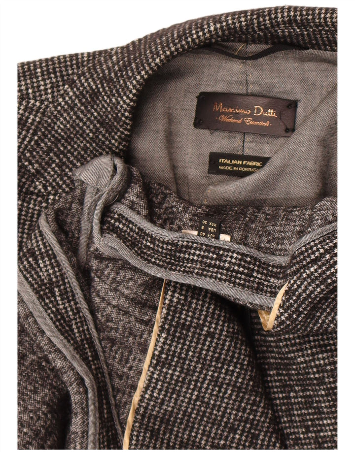 Jaqueta blazer feminina Massimo Dutti com 1 botão EU 40 cinza médio Houndstooth