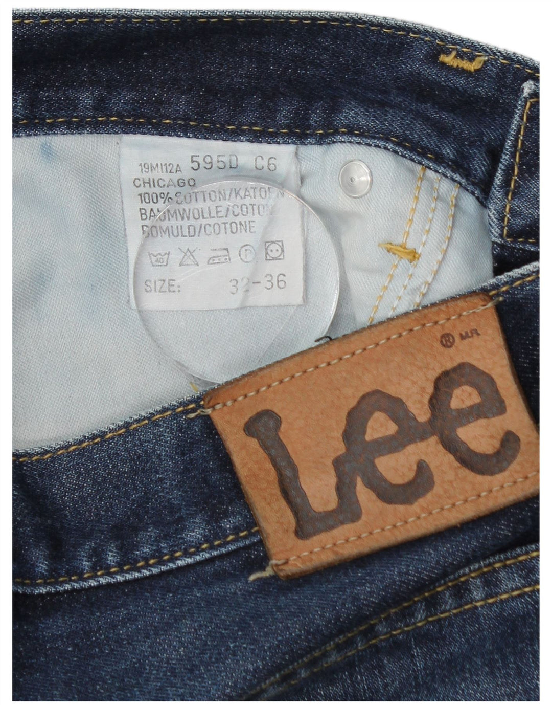 LEE Masculino Chicago Straight Jeans W32 L26 Azul Algodão