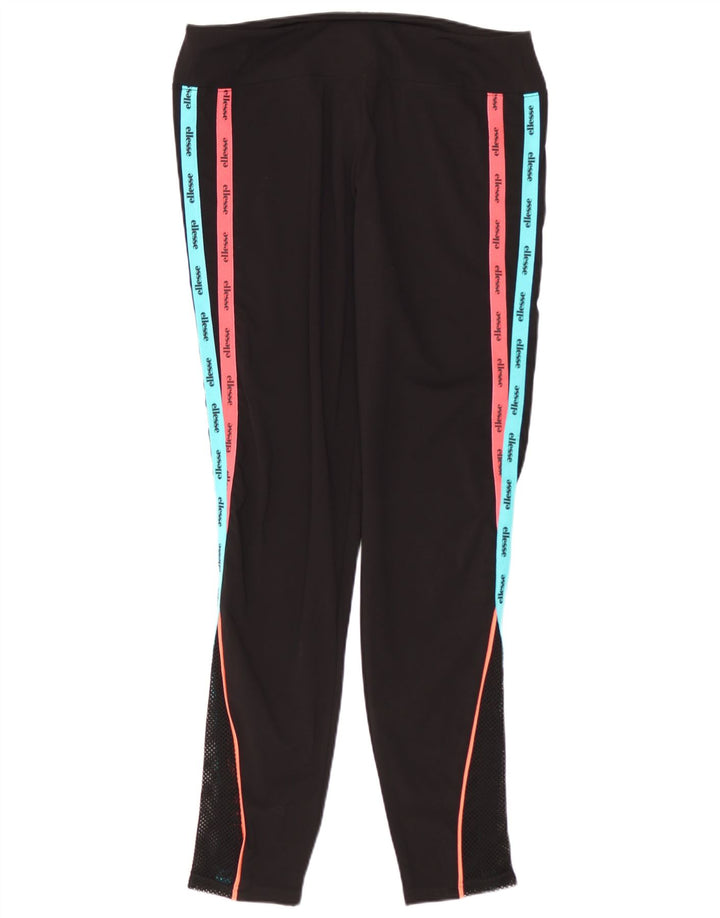 Ellesse Leggings Femininas Gráficas UK 14 Grande Bloco Colorido Preto