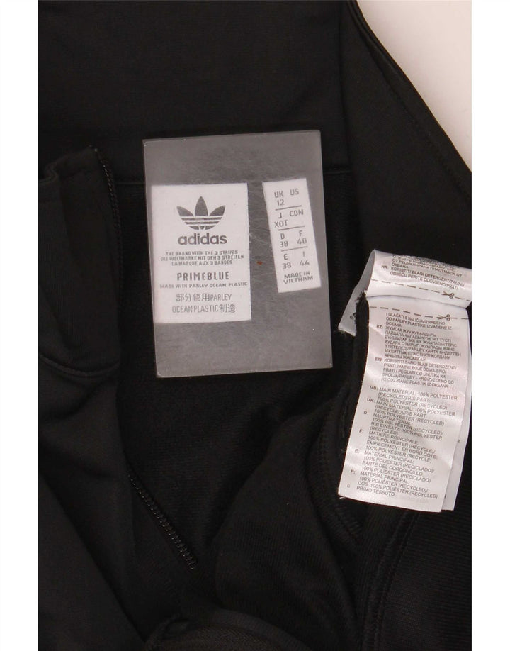 Adidas Womens Crop Tracksuit Top Jacket UK 12 Médio Preto Poliéster