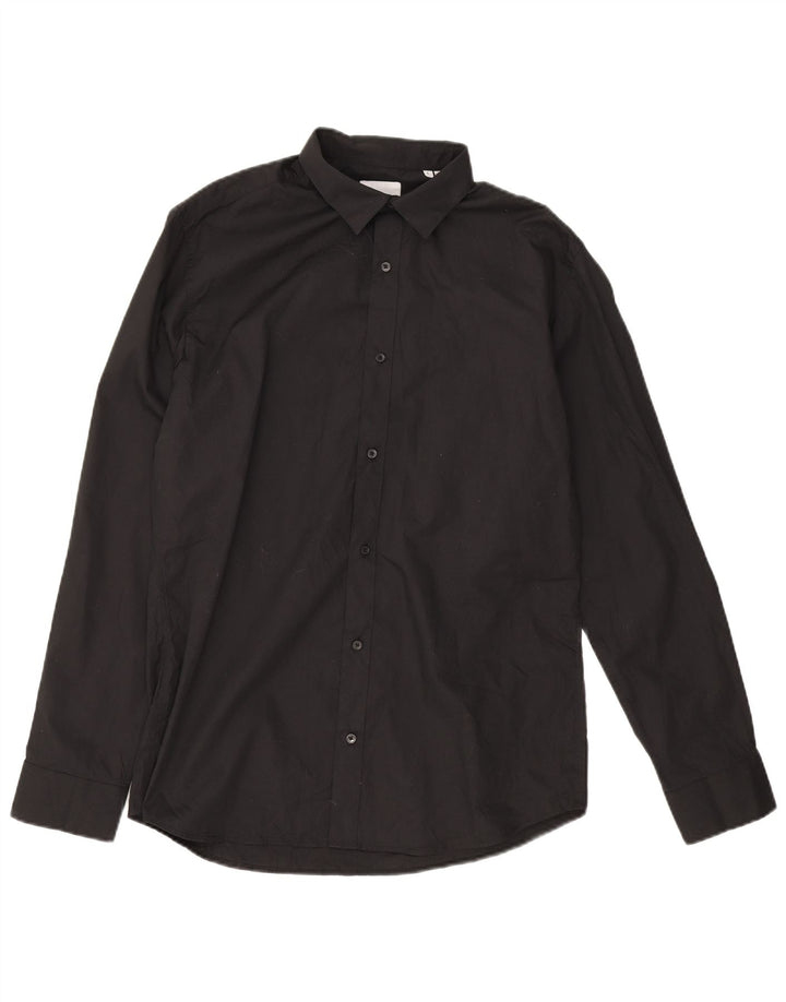 Camisa masculina Jack & Jones grande algodão preto