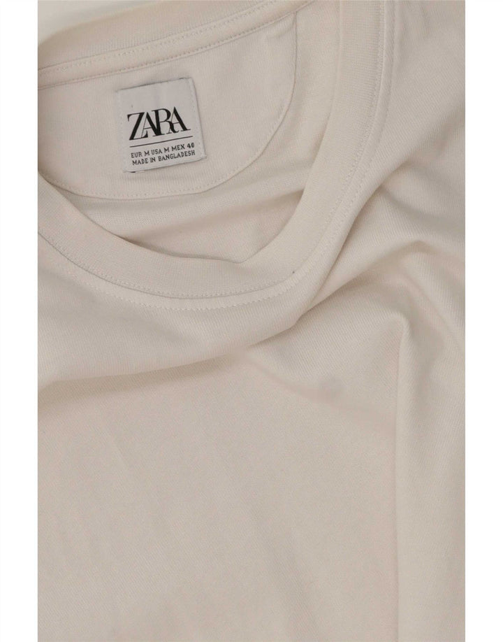 Zara Camiseta masculina Top Médio Branco