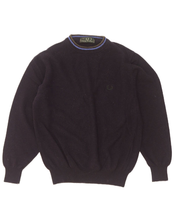 Suéter feminino Fred Perry com gola tartaruga Reino Unido 16 grande lã azul marinho