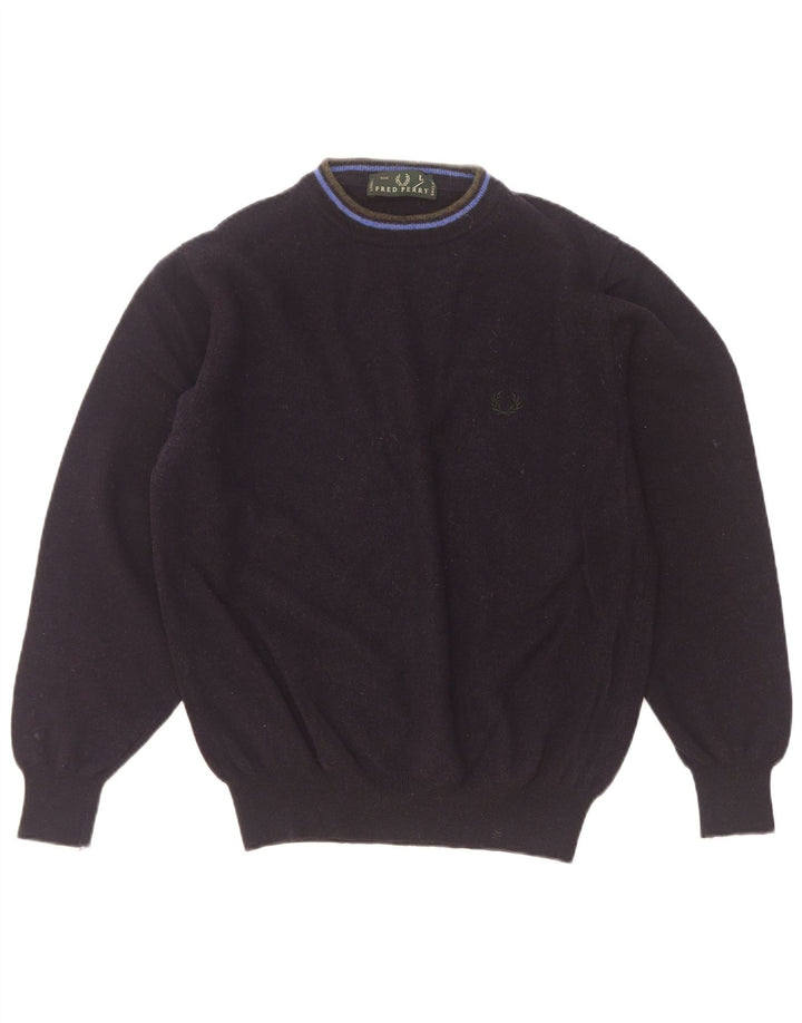 Suéter feminino Fred Perry com gola tartaruga Reino Unido 16 grande lã azul marinho