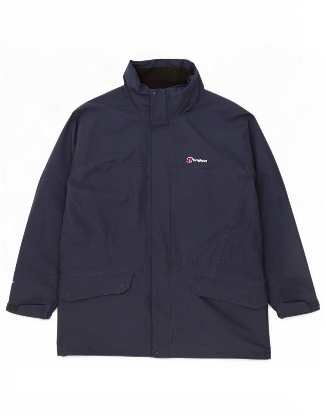 Capa de chuva masculina Berghaus com capuz UK 42 XL azul marinho poliéster