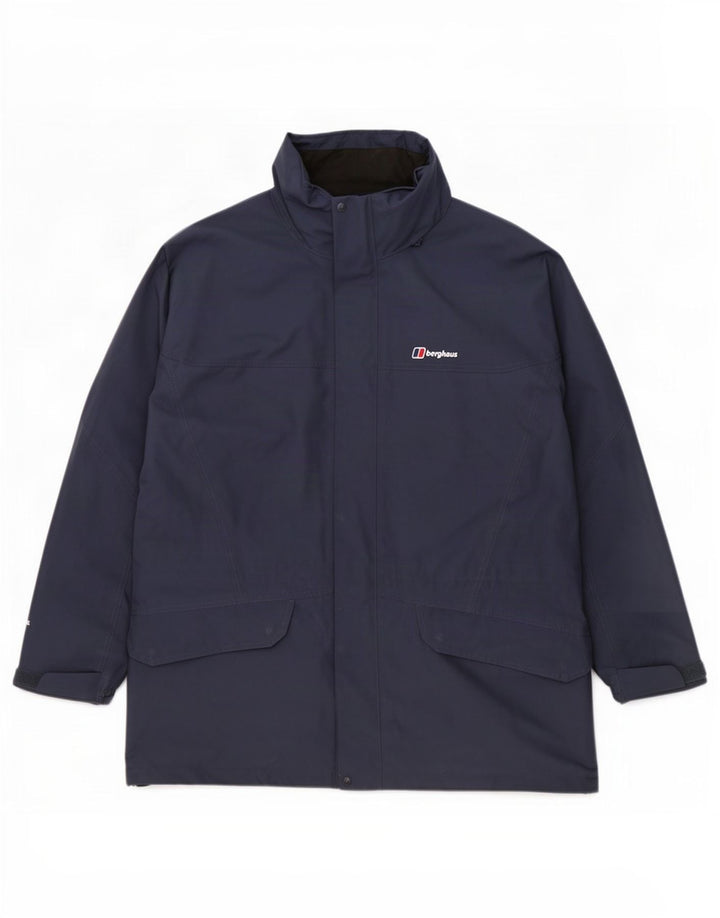 Capa de chuva masculina Berghaus com capuz UK 42 XL azul marinho poliéster