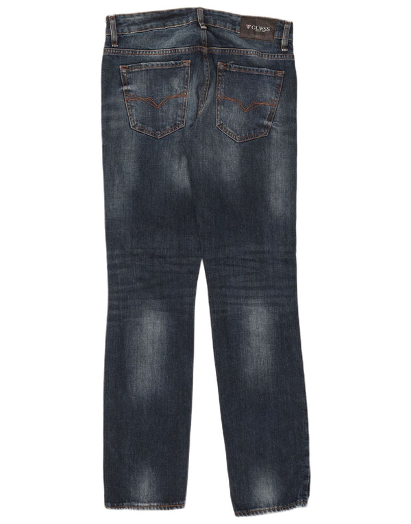 Guess Jeans femininos desgastados slim W30 L32 algodão azul