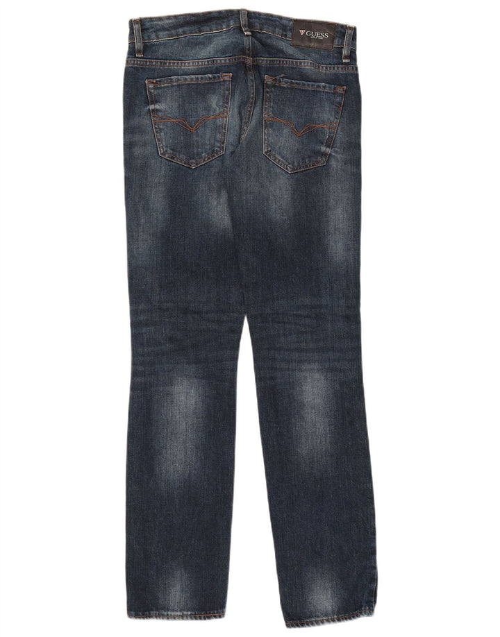 Guess Jeans femininos desgastados slim W30 L32 algodão azul