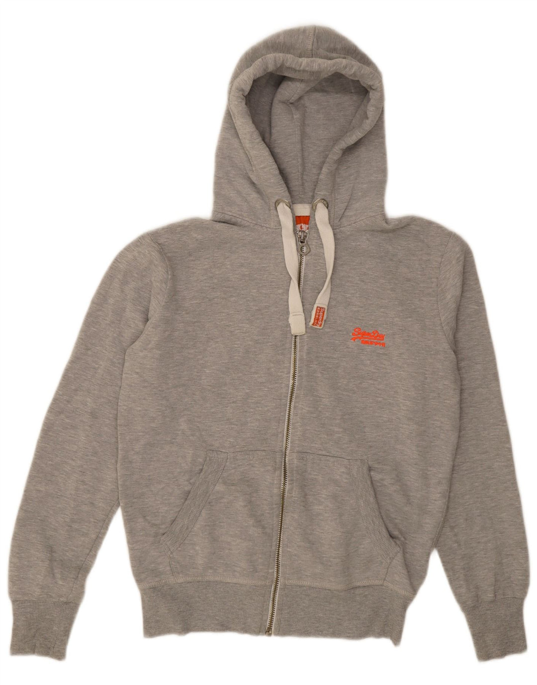 Suéter masculino Superdry com capuz e zíper, algodão manchado cinza médio