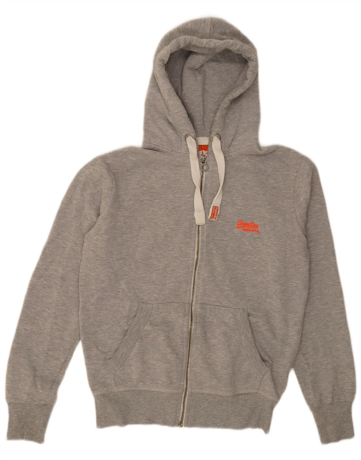 Suéter masculino Superdry com capuz e zíper, algodão manchado cinza médio
