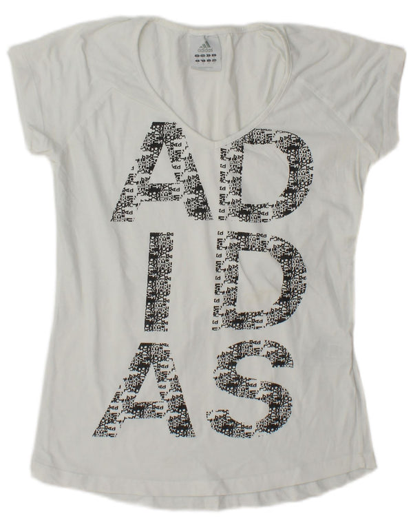 Camiseta Adidas Feminina Graphic Top UK 10 Pequena Algodão Branco