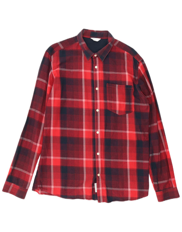 Camisa masculina de flanela Jack & Jones XL vermelha de algodão xadrez