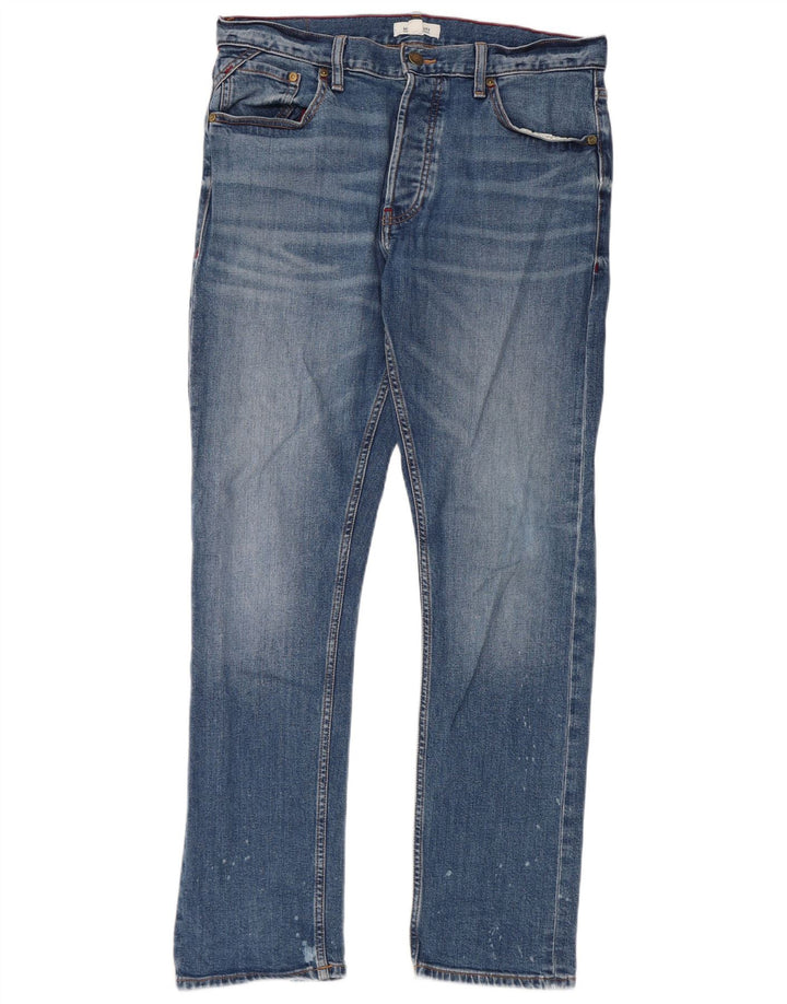 White Stuff Jeans masculino desgastado slim W34 L31 algodão azul