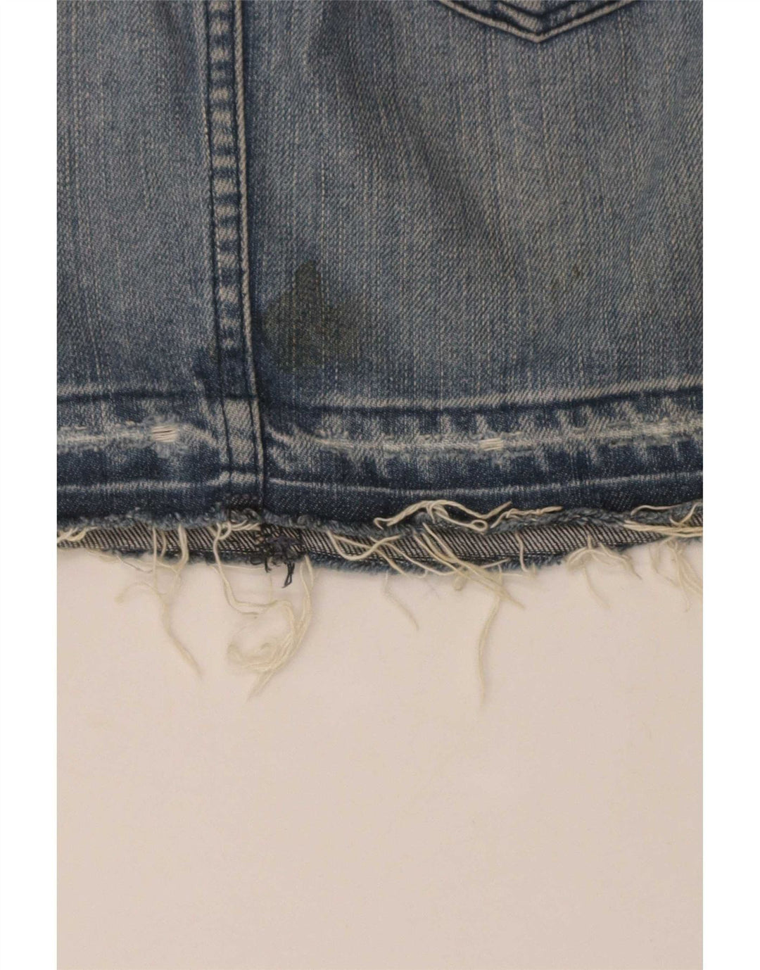 Saia jeans feminina Lee desgastada US 7 médio W28 algodão azul