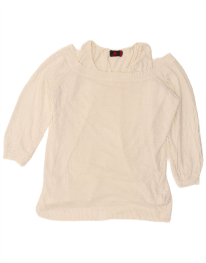 Suéter feminino Kappa com gola canoa UK 18 XL branco