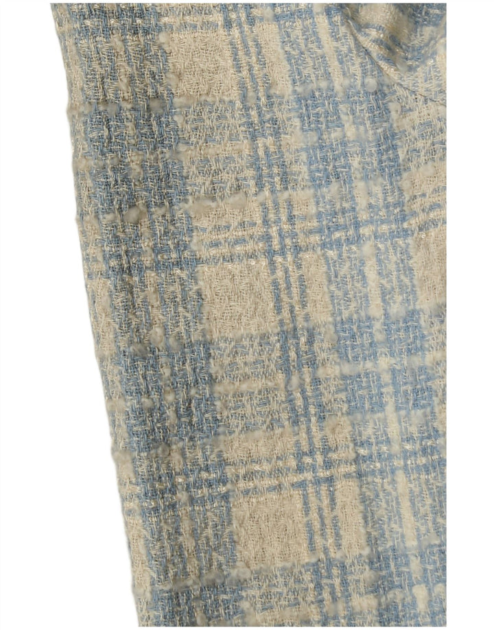 Jaqueta blazer feminina vintage com 3 botões IT 42 algodão xadrez azul médio