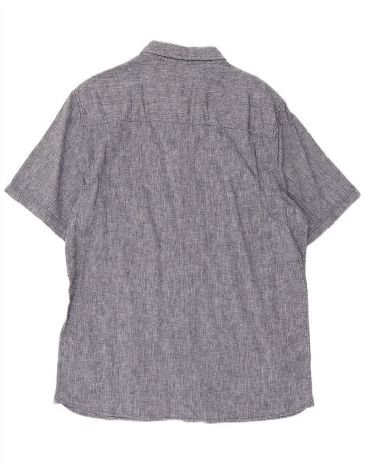 Camisa masculina de manga curta Fat Face Classic Fit linho azul médio