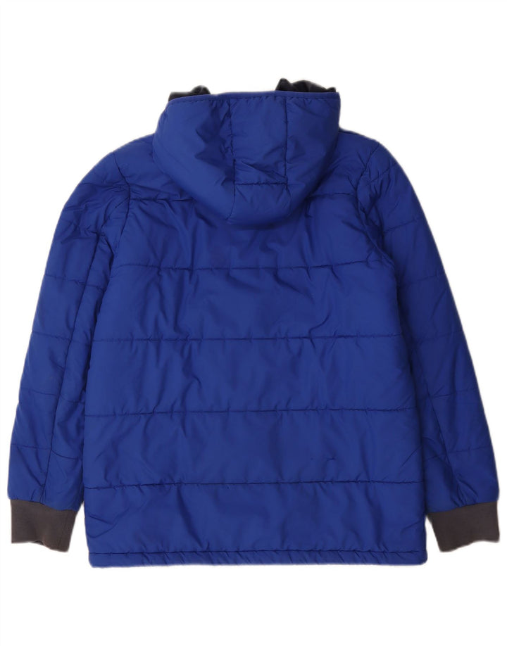 Jaqueta acolchoada com capuz Adidas meninos 13-14 anos azul colorblock poliéster