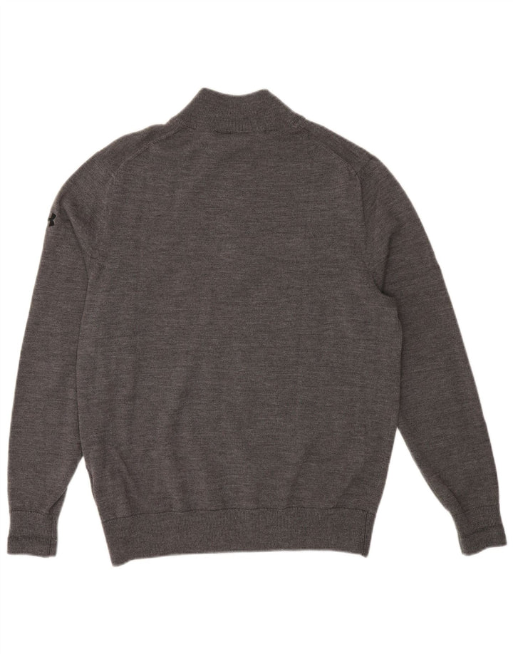 Suéter masculino UNDER ARMOUR alto gráfico com zíper e gola média cinza