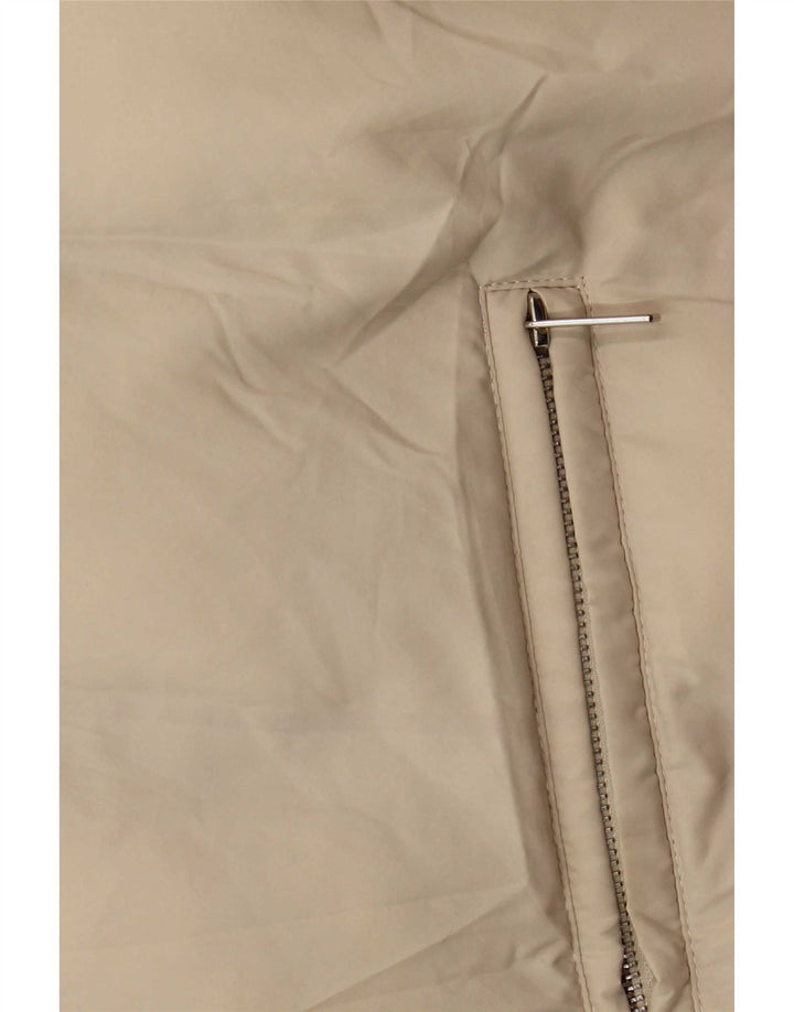 Zara Womens Longline com capuz acolchoado Gilet UK 14 poliéster bege médio