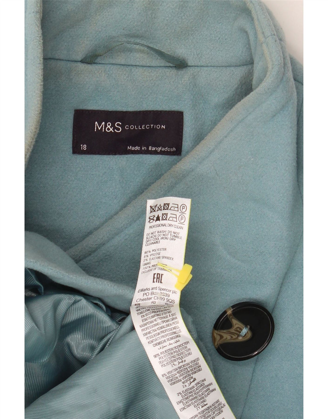 Sobretudo feminino Marks & Spencer folgado Reino Unido 18 XL azul poliéster
