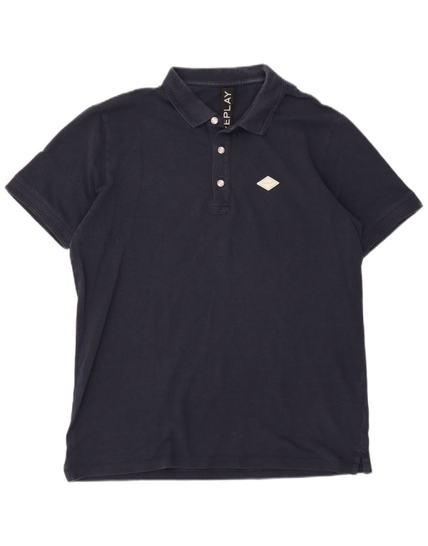 Camisa polo masculina Replay 2XL algodão azul marinho
