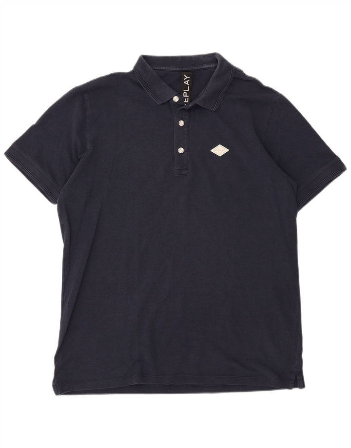 Camisa polo masculina Replay 2XL algodão azul marinho