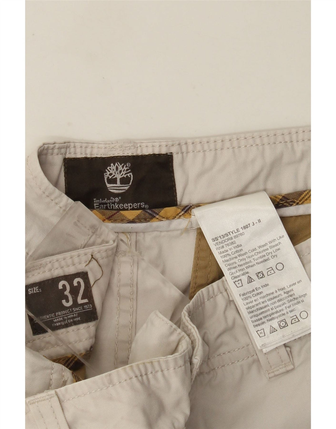 Timberland Mens Earthkeepers Chino Shorts W32 Médio Algodão Bege