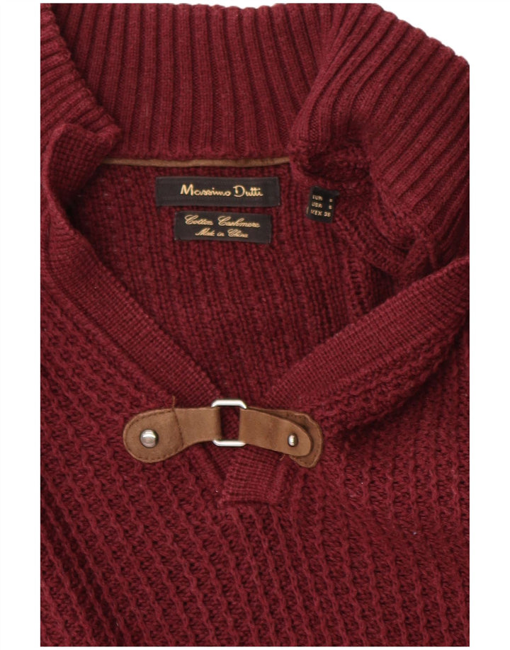 Suéter masculino Massimo Dutti com gola tartaruga, pequeno algodão borgonha