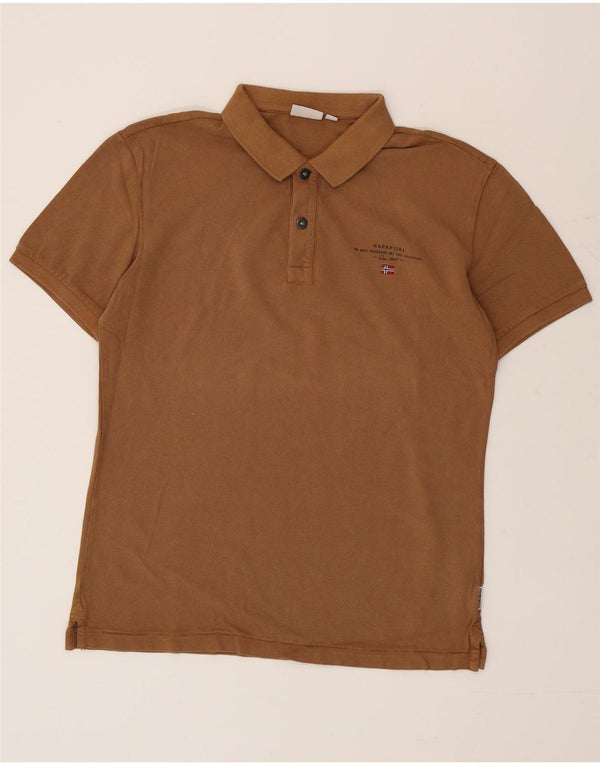 Camisa polo masculina Napapijri grande algodão marrom