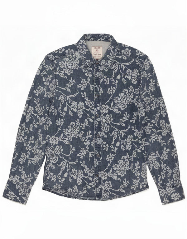 Camisa masculina Jack & Jones linho floral azul médio