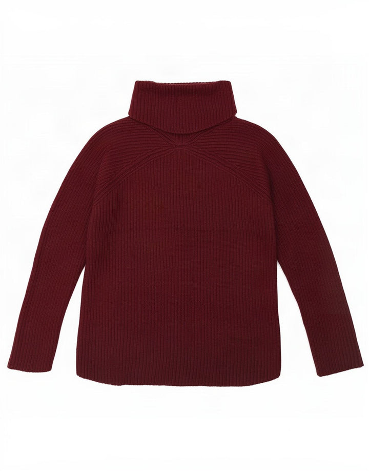 Suéter feminino Jigsaw com gola redonda Reino Unido 10 pequeno lã cor de vinho