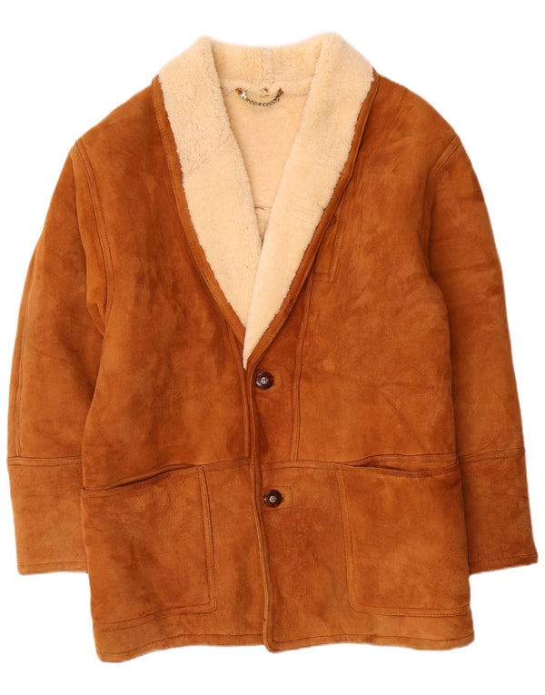 Jaqueta masculina vintage Shearling IT 56 2XL marrom