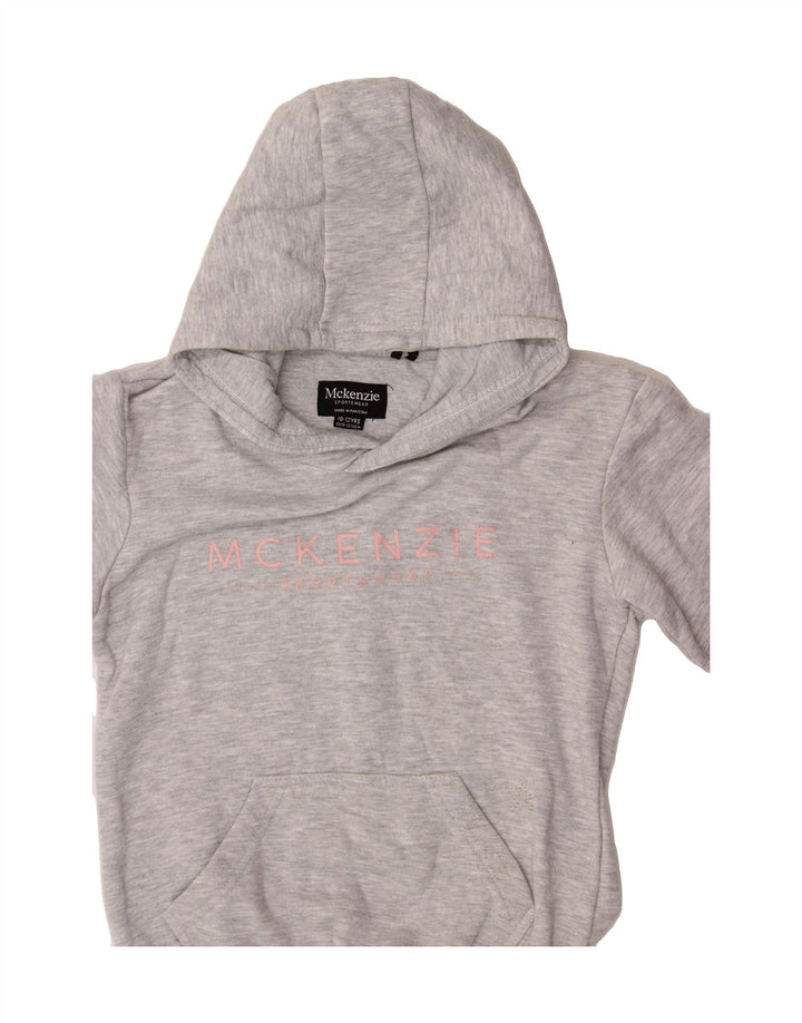 MCKENZIE Girls Graphic Hoodie Jumper 10-11 Years Grey Cotton Vintage Mckenzie and Second-Hand Mckenzie from Messina Hembry 
