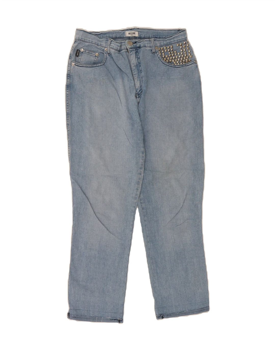 MOSCHINO Womens Straight Jeans W33 L28 Blue Cotton Vintage Moschino and Second-Hand Moschino from Messina Hembry 
