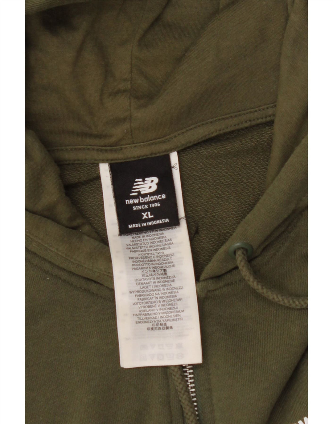 Suéter masculino com capuz e zíper NEW BALANCE XL algodão cáqui