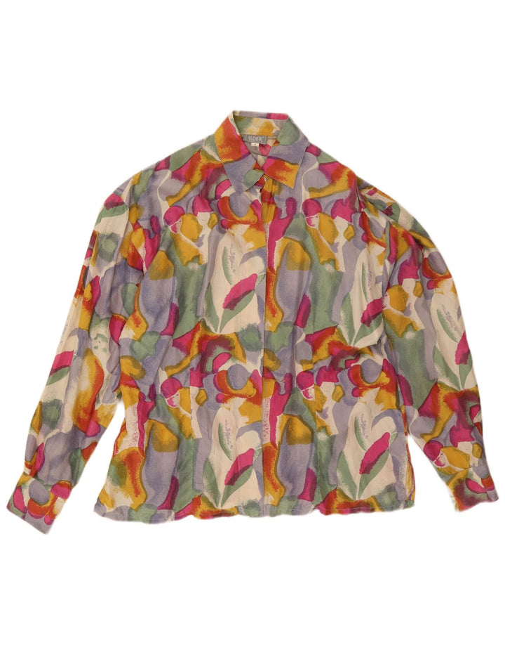 Blusa feminina Egoiste com estampa abstrata Reino Unido 14 grande seda multicolorida