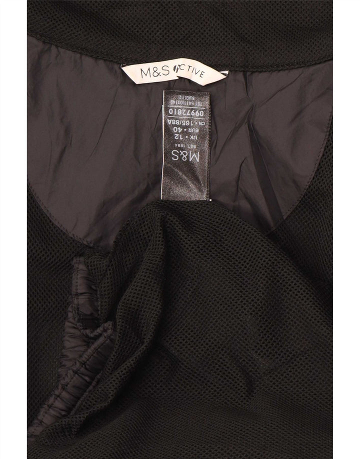 Jaqueta de treino feminina Marks & Spencer UK 12 poliéster preto médio