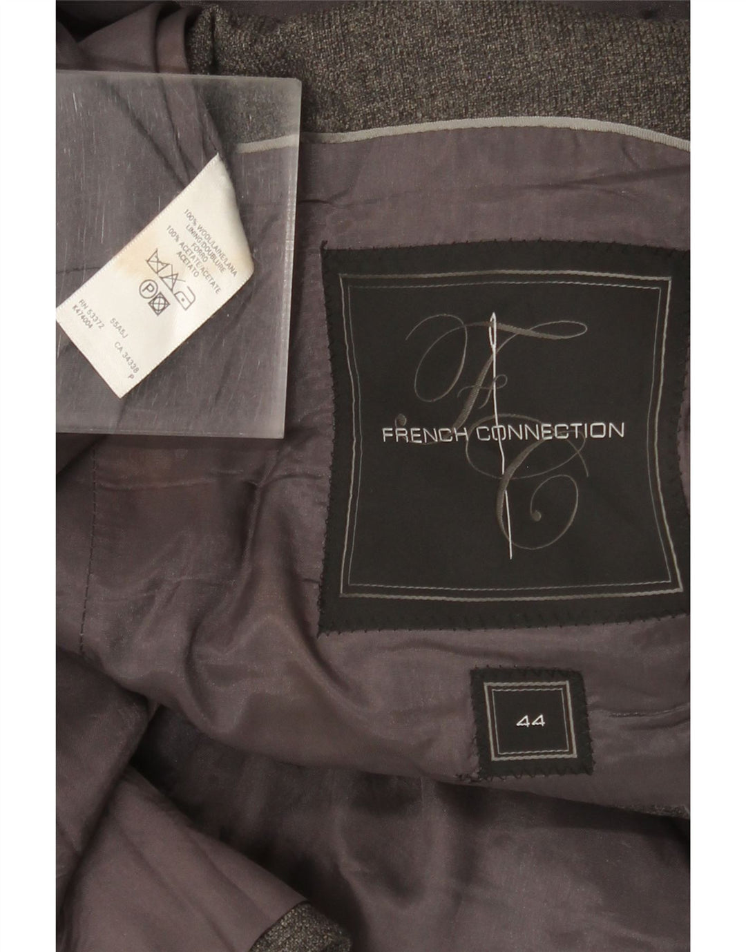 Jaqueta blazer masculina de 2 botões French Connection UK 44 2XL lã cinza