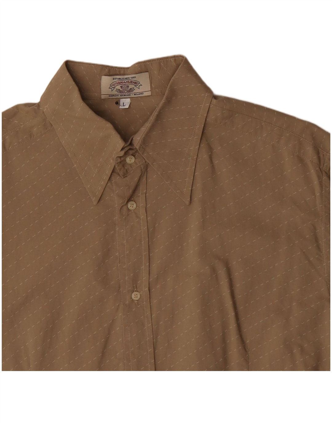 Camisa masculina Armani Jeans grande algodão listrado bege